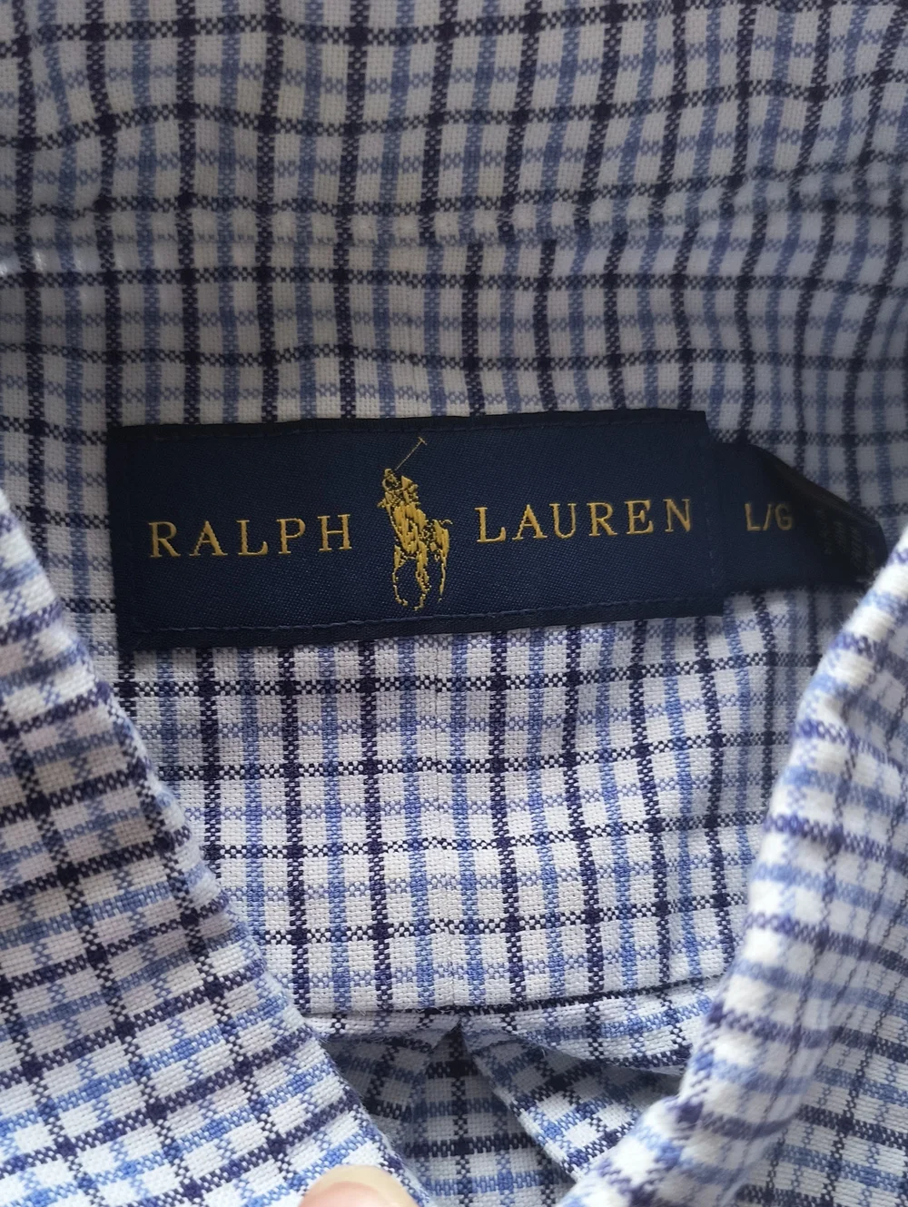 Polo by Ralph Lauren Blue and White Mini Check Short-Sleeve Button-Down Shirt